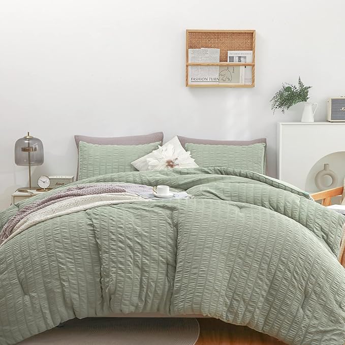 HAOWANER Sage Green Comforter Set Queen, Sage Green Queen Comforter Set, Queen Size