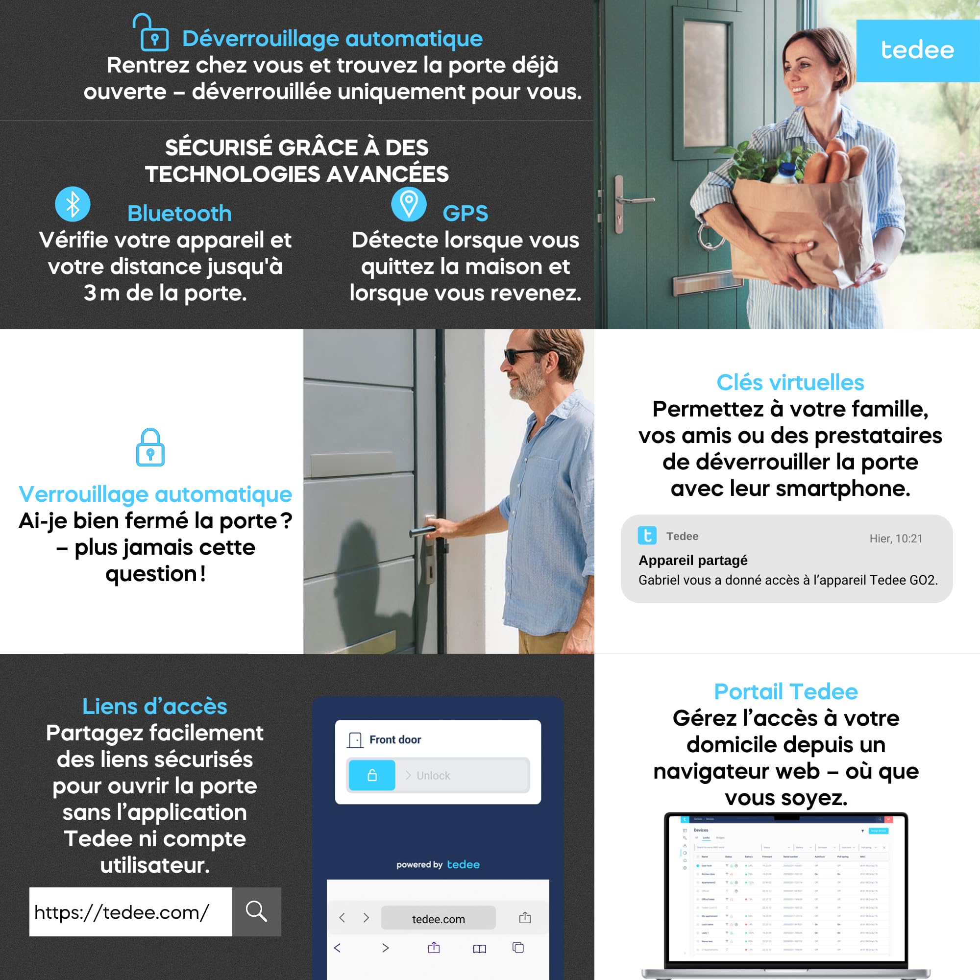 Tedee GO2 Alu Serrure Intelligente Connectée avec Keypad PRO et Cylindre EXXO Smart | Sécurité Classe 6, Empreinte Digitale, Entrée sans Clé | Compatible Matter, Alexa, Google Home, Apple, SmartThing