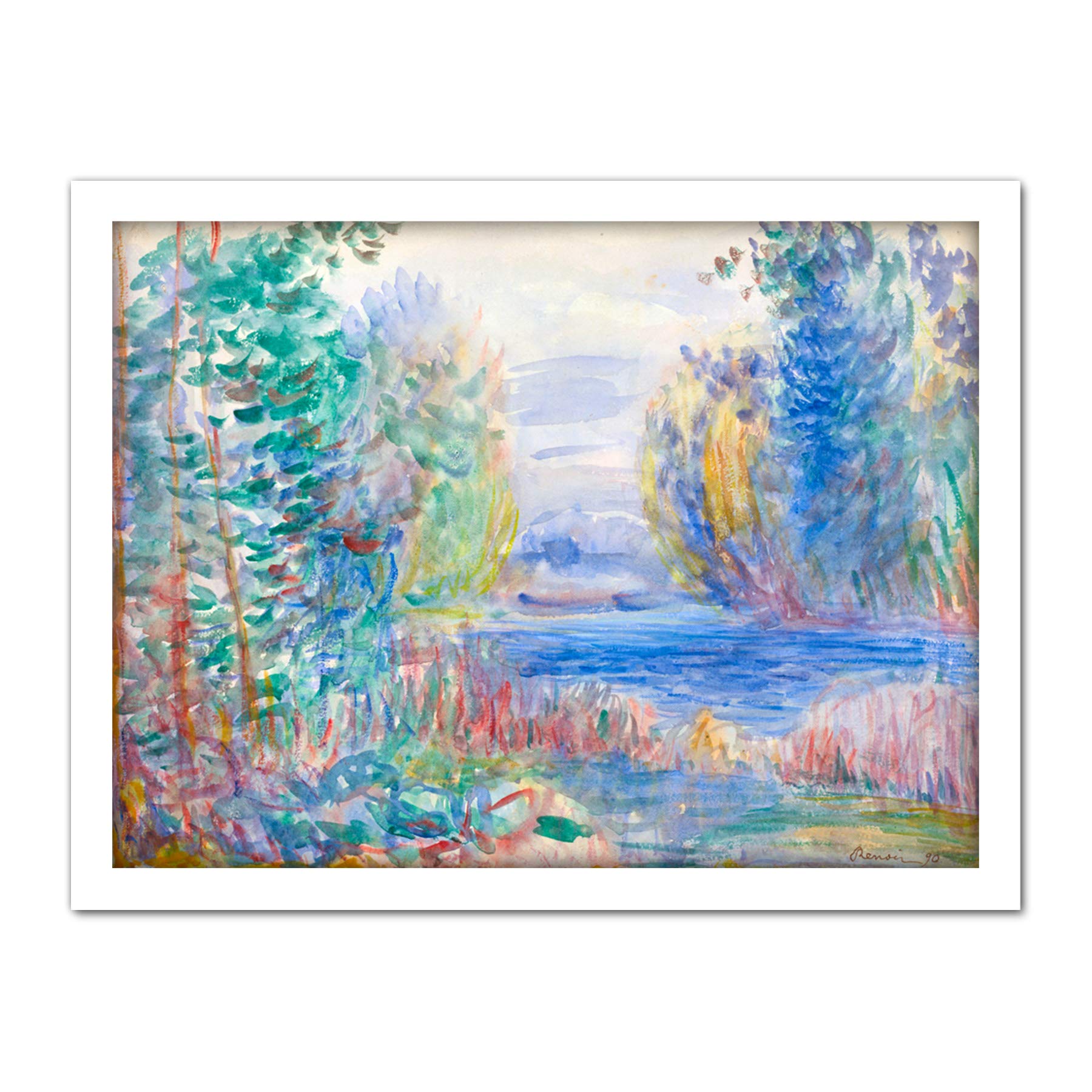Renoir River Landscape 1890 Large Framed Art Print Poster Wall Decor 18x24