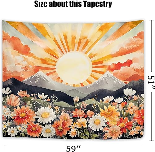 Miniatura 114 de Yookeb Tapiz negro de flores de Matisse de 59 pulgadas de ancho por 51 pulgadas de alto, para colgar en la pared, hojas abstractas, vintage, arte