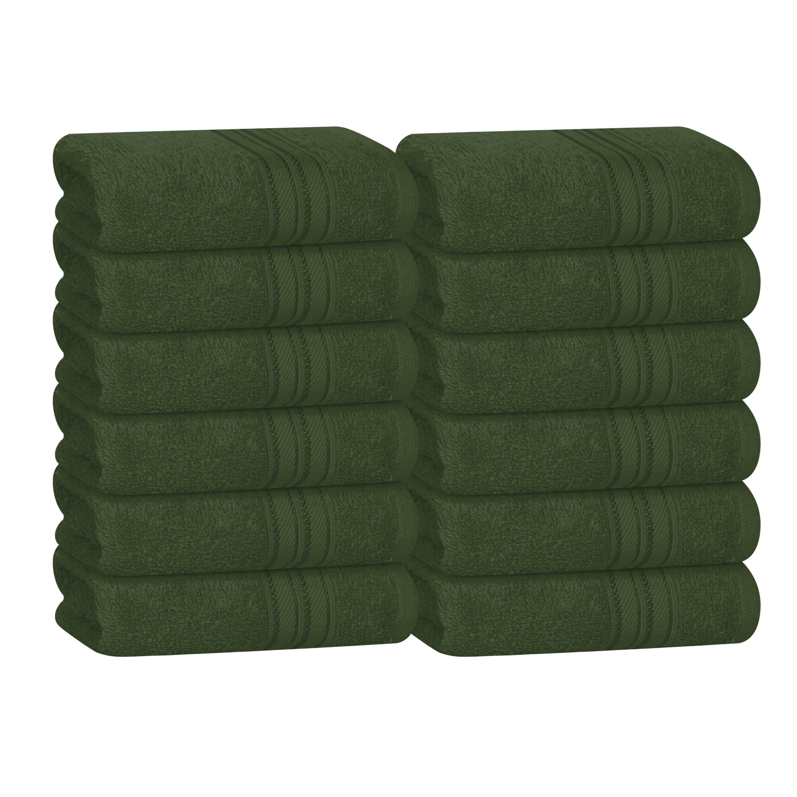 BOUTIQUO Ultra Soft 100% Cotton Washcloths, Contains 12 Piece Face Cloths 30x30 cms, Ideal for Everyday use Face Towels, Compact & Lightweight Multi Purpose Washcloths - Olive Green-image-45