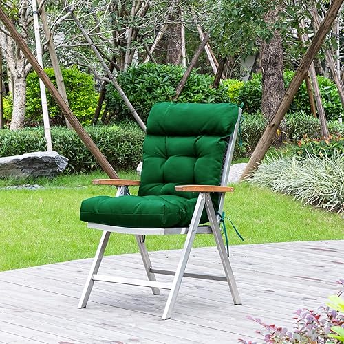 Miniatura 6 de Artplan Cojín para silla de patio, cojín Adirondack copetudo para silla de exterior, cojín de asiento de respaldo alto de mimbre, juego de 4, 21 x