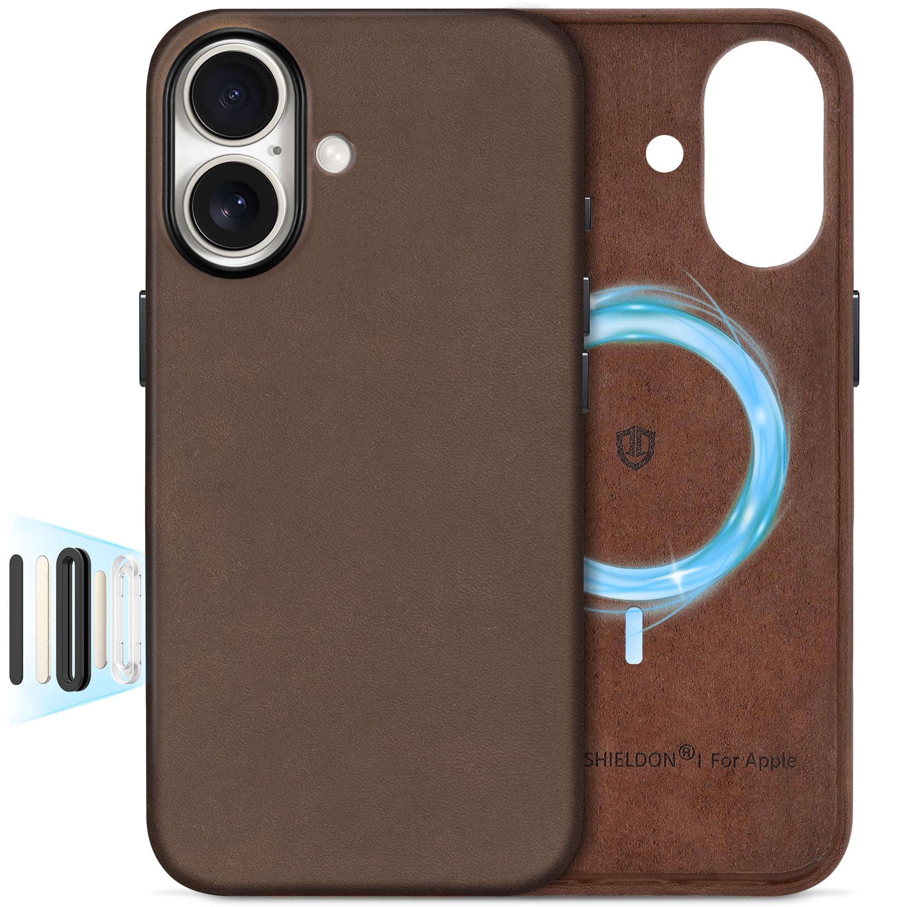 Étui compatible MagSafe iPhone 17 cuir véritable coque protection antichoc 5G