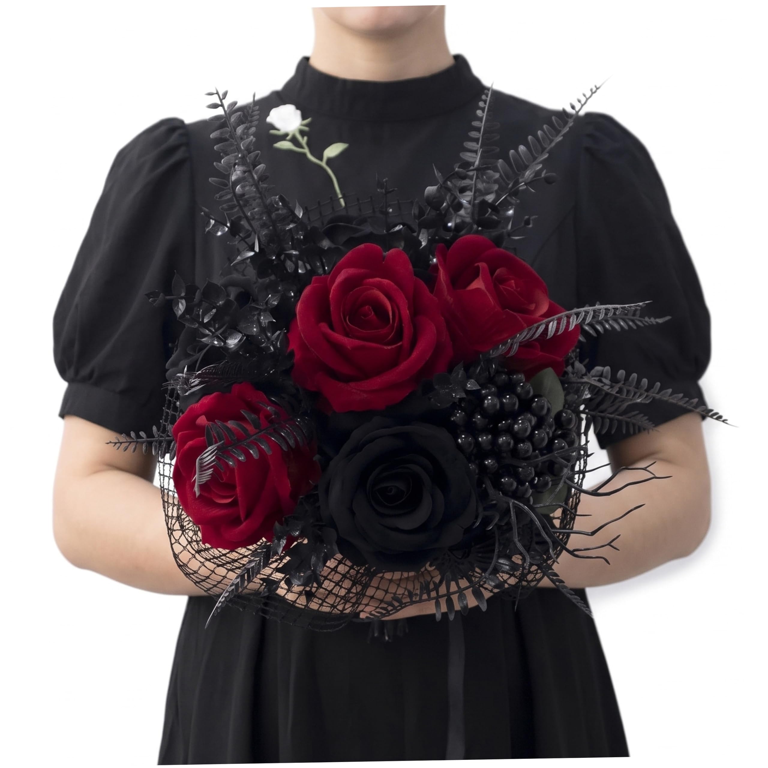 Bouquet di fiori gotici Bouquet da sposa in velluto rosso-nero per la sposa