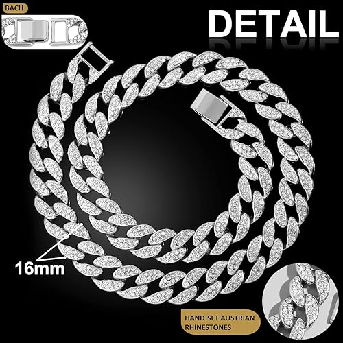 Miniatura 5 de Collar de cadena de oro para perro, con eslabones cubanos de diamante, duradero, para caminar al aire libre, con hebilla segura, cadena de oro para