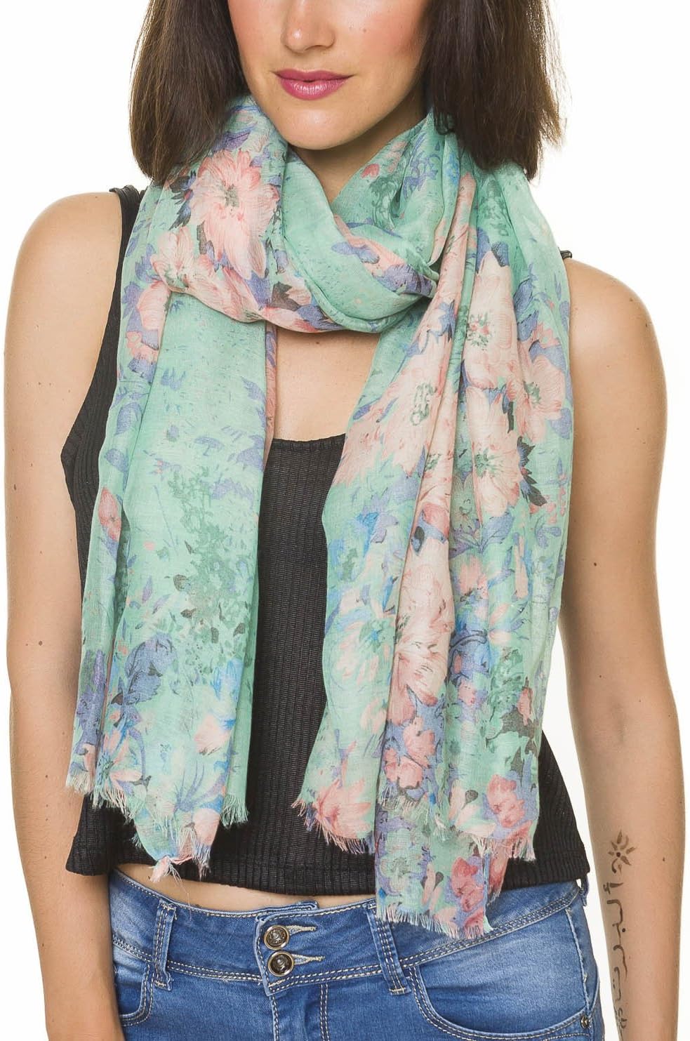 MELIFLUOS DESIGNED IN SPAIN Scarf for Women Lightweight Floral Flower Scarves for Summer Fall Shawl Wrap - Image 3
