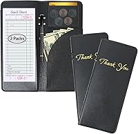 Vista 7 de Presentador de cheques para restaurante de cuero para pedidos de invitados, organizador con bolsillo para dinero, tarjetero, chequera, presentador