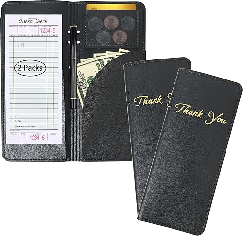 2 paquetes de presentadores de cheques de restaurante, tarjetero para servidor, libro de cheques de restaurante, soporte de facturas de restaurante,