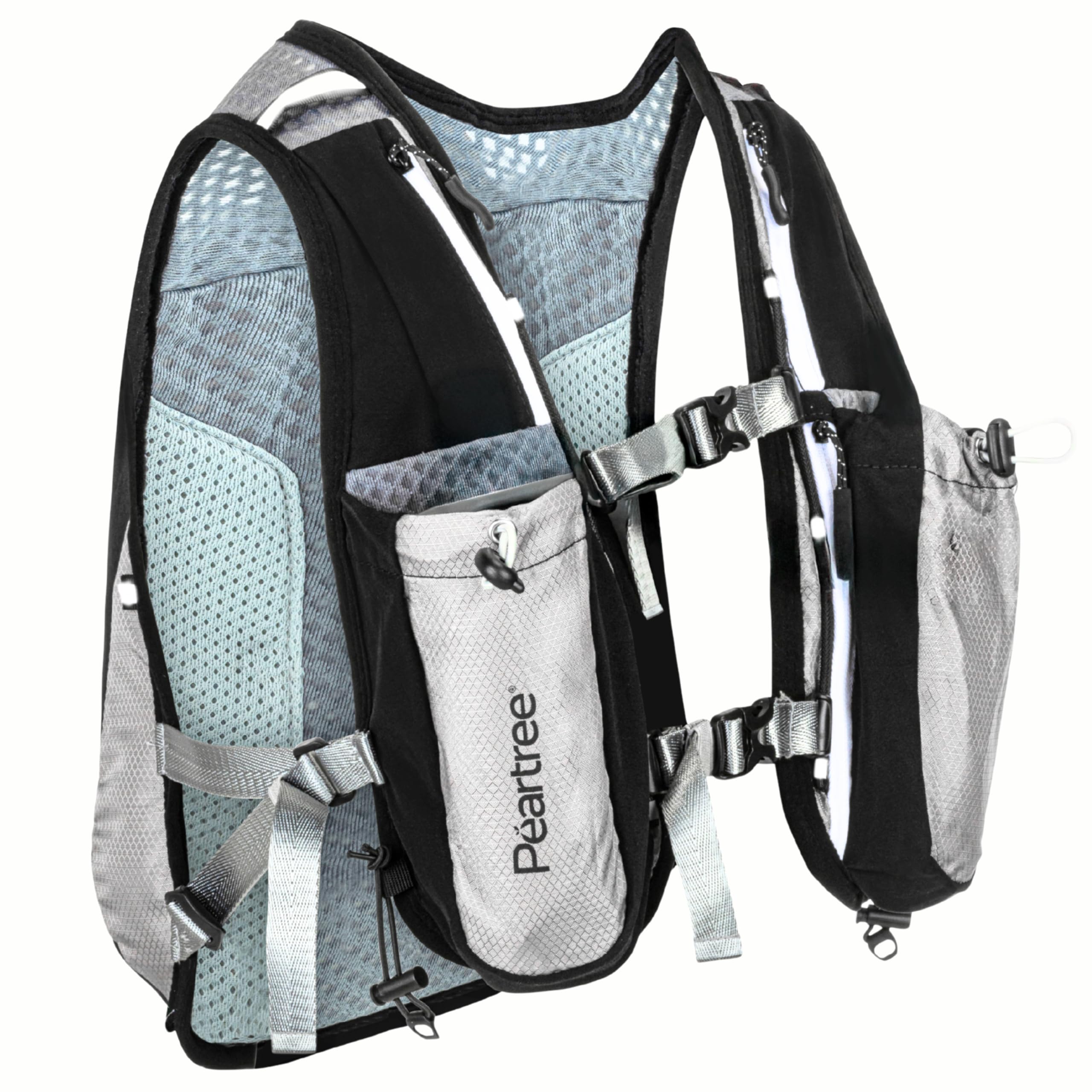 PEARTREE Running Vest for Men and Women – One Size – Premium Quality Nylon – Hydration System – Hiking Stick Holder – Pockets for Phone, Cards, Keys – Marathon, Hiking, Jogging, Cycling, Reflective