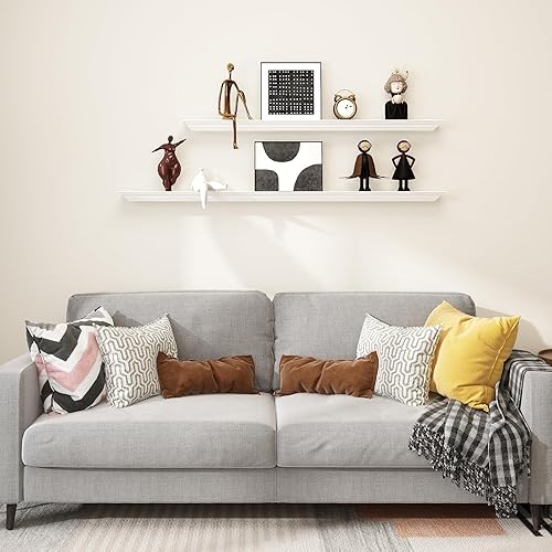 Miniatura 5 de Welland - Estantería flotante de pared para fotos, para chimenea, Blanco, 60-pulgada