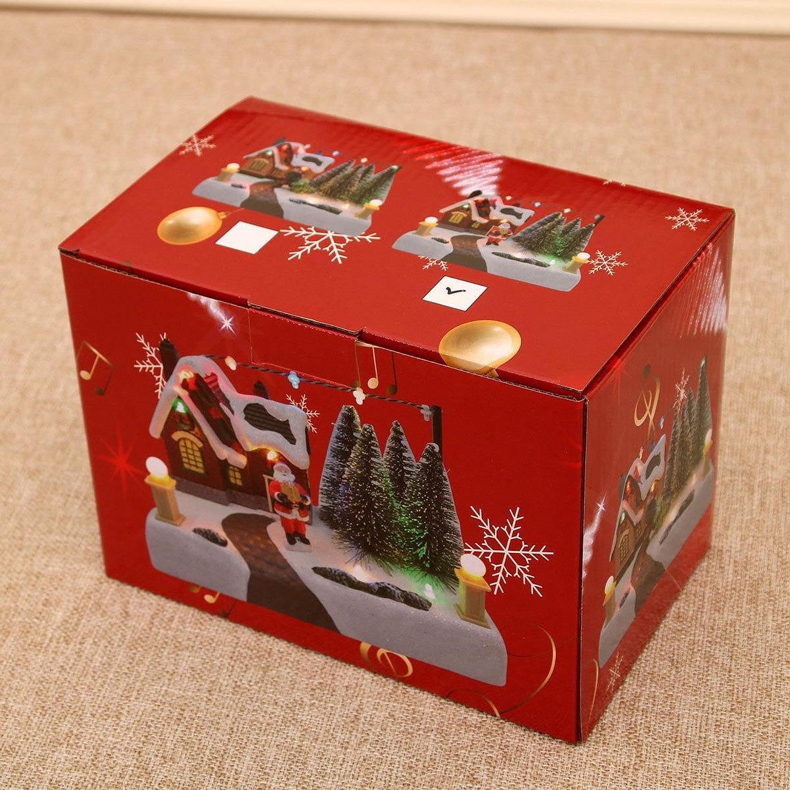 Adorno navideño con Escena de Nieve para casa, Centro de Mesa, Resina, Resistente, decoración de Escritorio con música y luz para en casa, Papá Noel