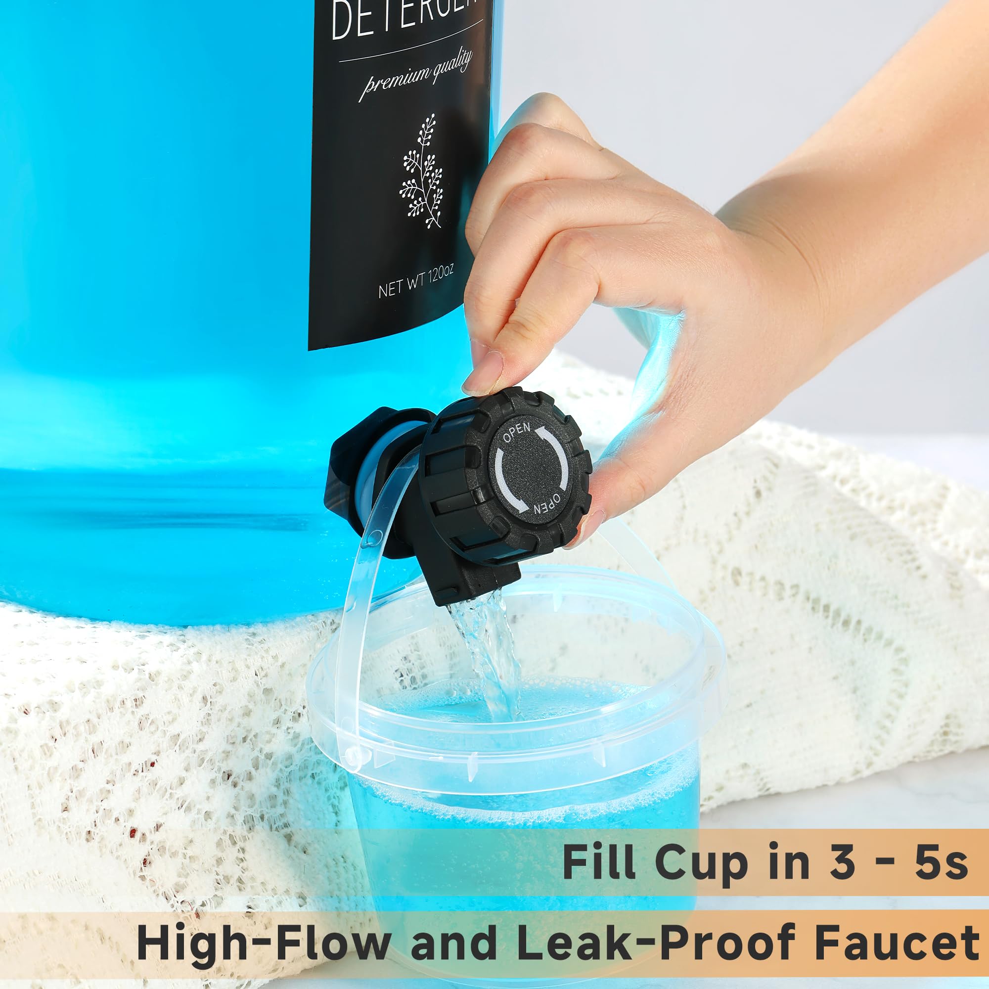 1 dispenser di detersivo per bucato in vetro con coperchio in bambù nero – 3,40 g di detersivo liquido, sapone per bucato e ammorbidente dispenser per l'organizzazione e la conservazione della
