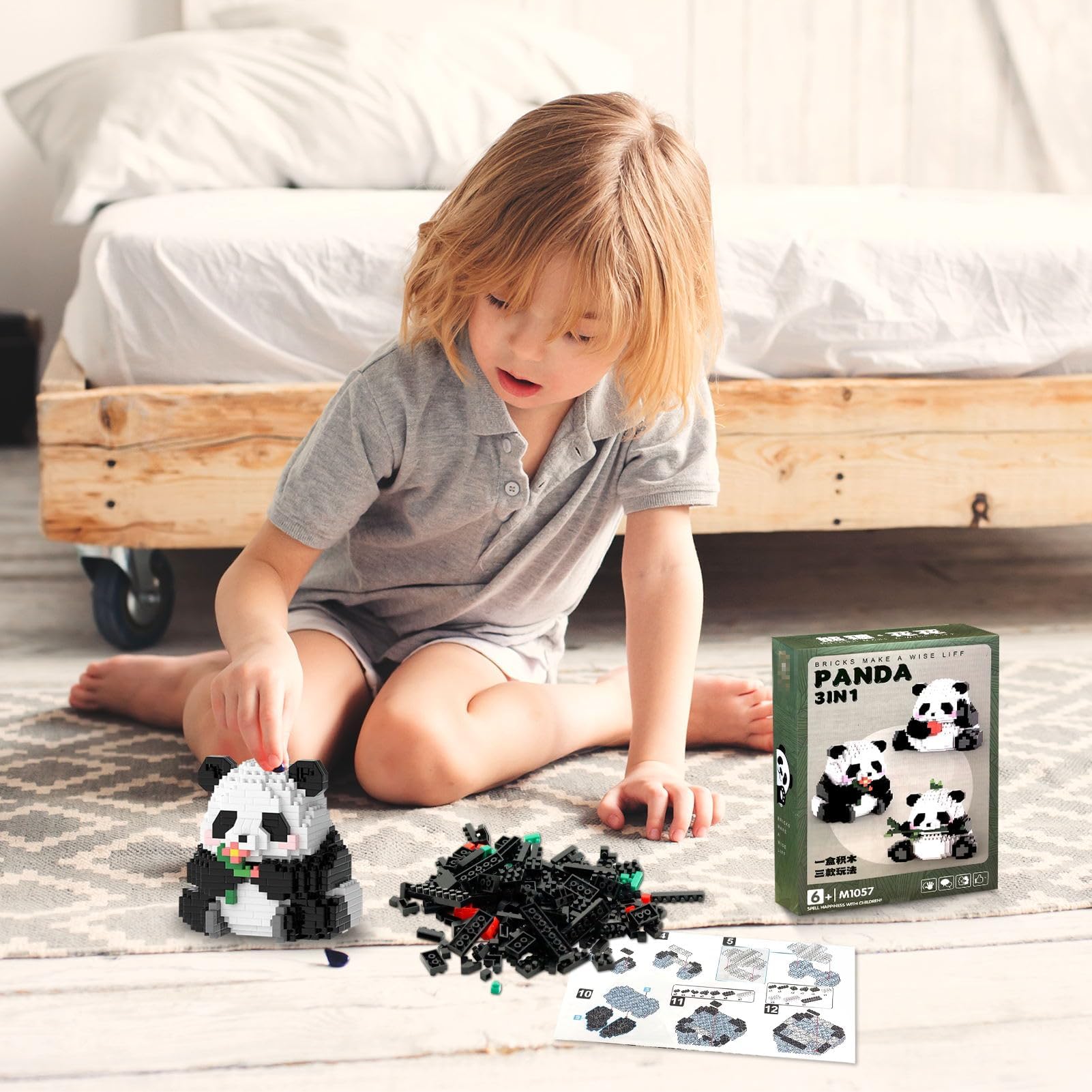 Set Di Mini Blocchi Da Costruzione Panda 2 In 1 – Mattoncini Micro Per Bambini 3+ Anni