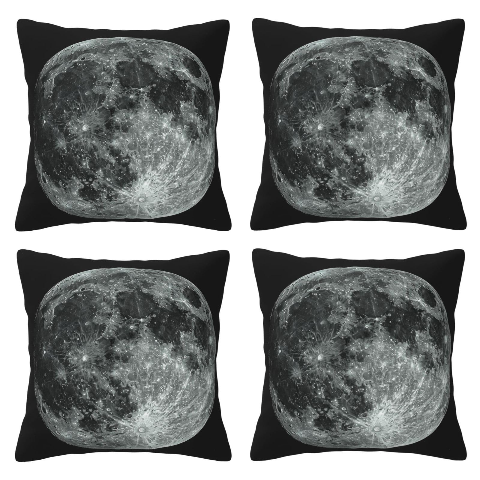 Moon Throw Pillow Cases 4 Pack Square Pillowcases Super Soft Pillow Protectors With Zipper for Couch Livingroom Sofa Bed Office Car,30x30 CM