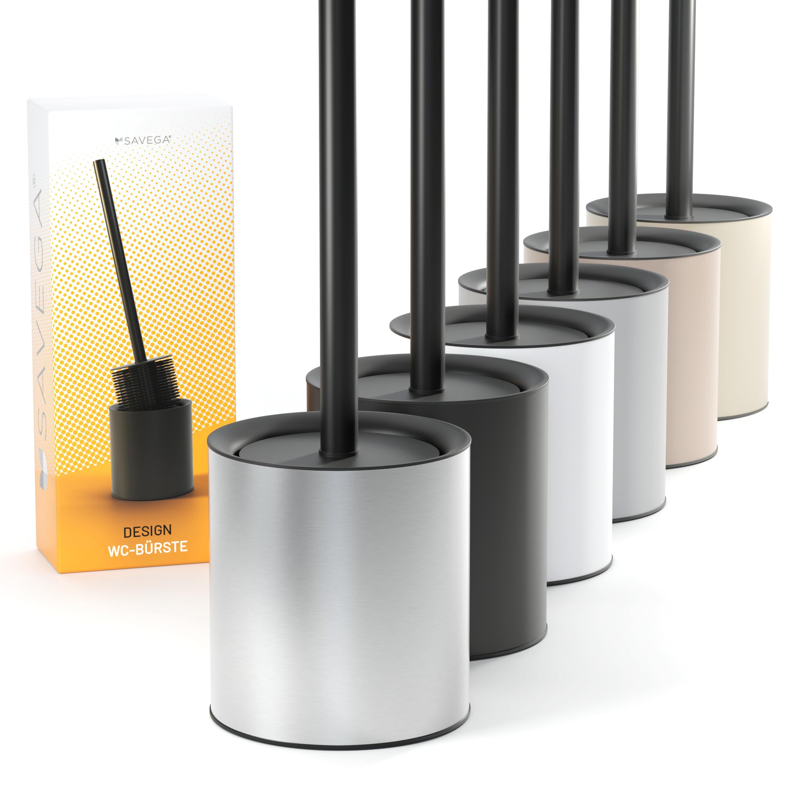 Scopino Per WC Con Supporto A Parete MSV - Nero Opaco - Ventose Super Adesive - Materiali PP, ABS E PVC - 5