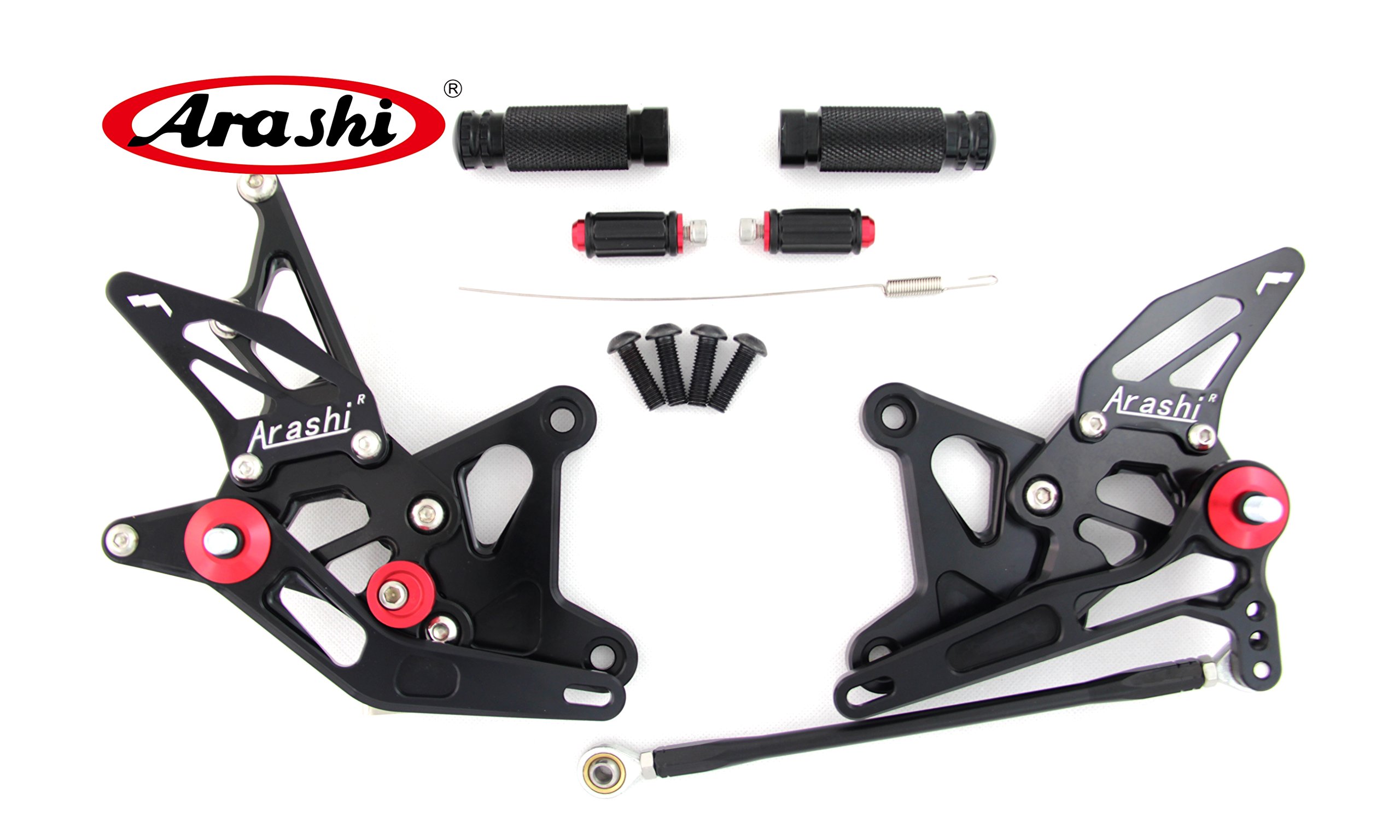 Arashi Rearsets Footrests FootPegs for KAWASAKI NINJA ZX6R ZX636 2005 2006 Motorcycle Accessories Adjustable Foot Peg Rest ZX-6R ZX-636 ZX 6R 636 1 Set Black 05 06