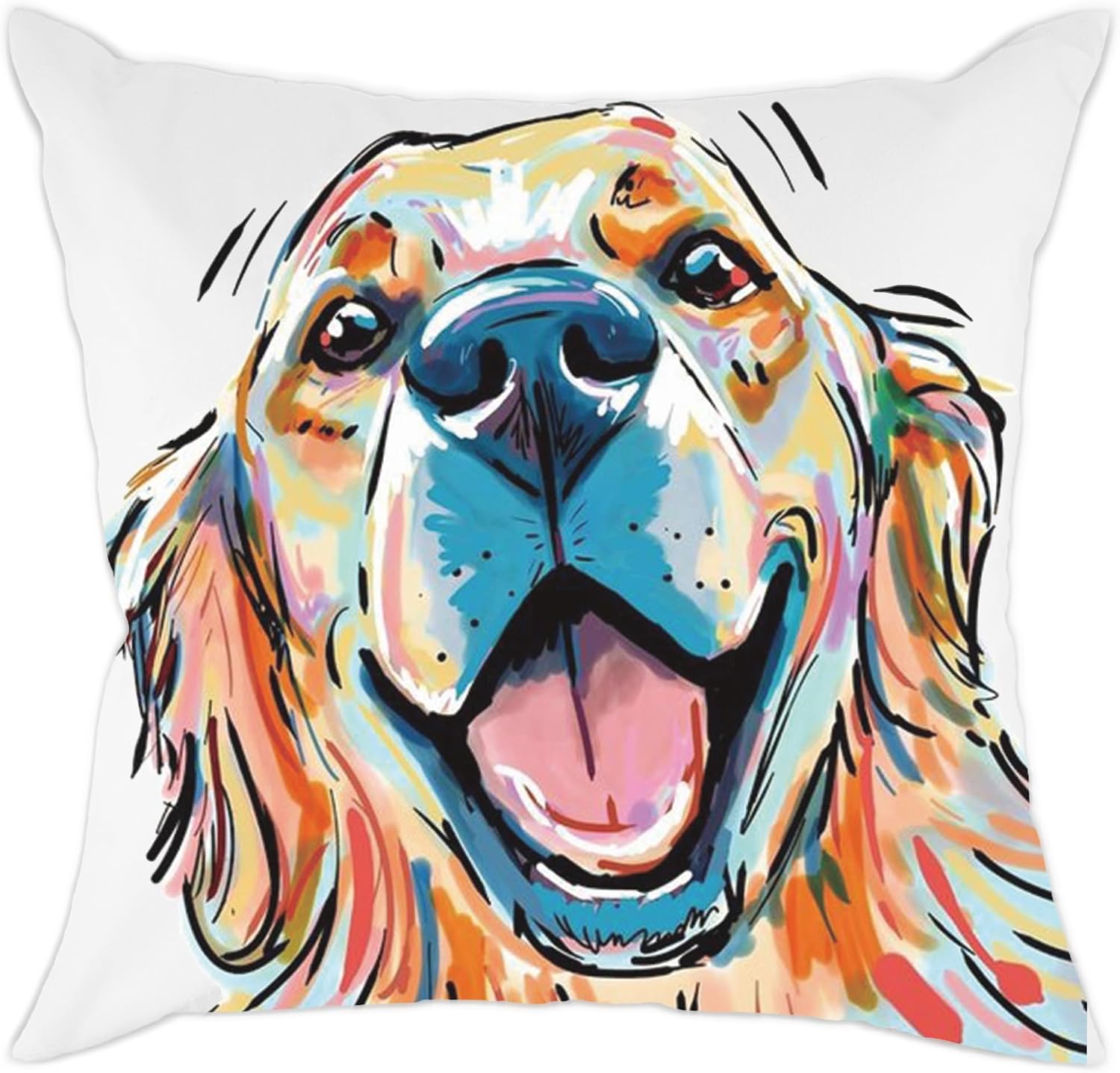 Cute Pet Golden Retriever Dog Pattern Polyester Throw Pillow Covers Car Sofa Cushion Cover Pillowcases Home Decor 18"x18"