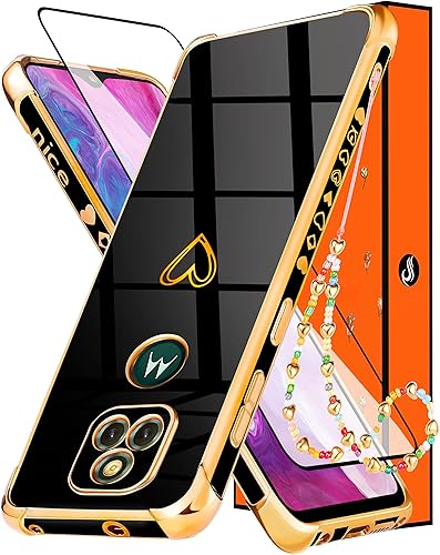Petitian Funda para Motorola Moto G Play 2021 para mujeres y niñas, con forma de corazón, bonita estética femenina (3 en 1), diseño de corazones de