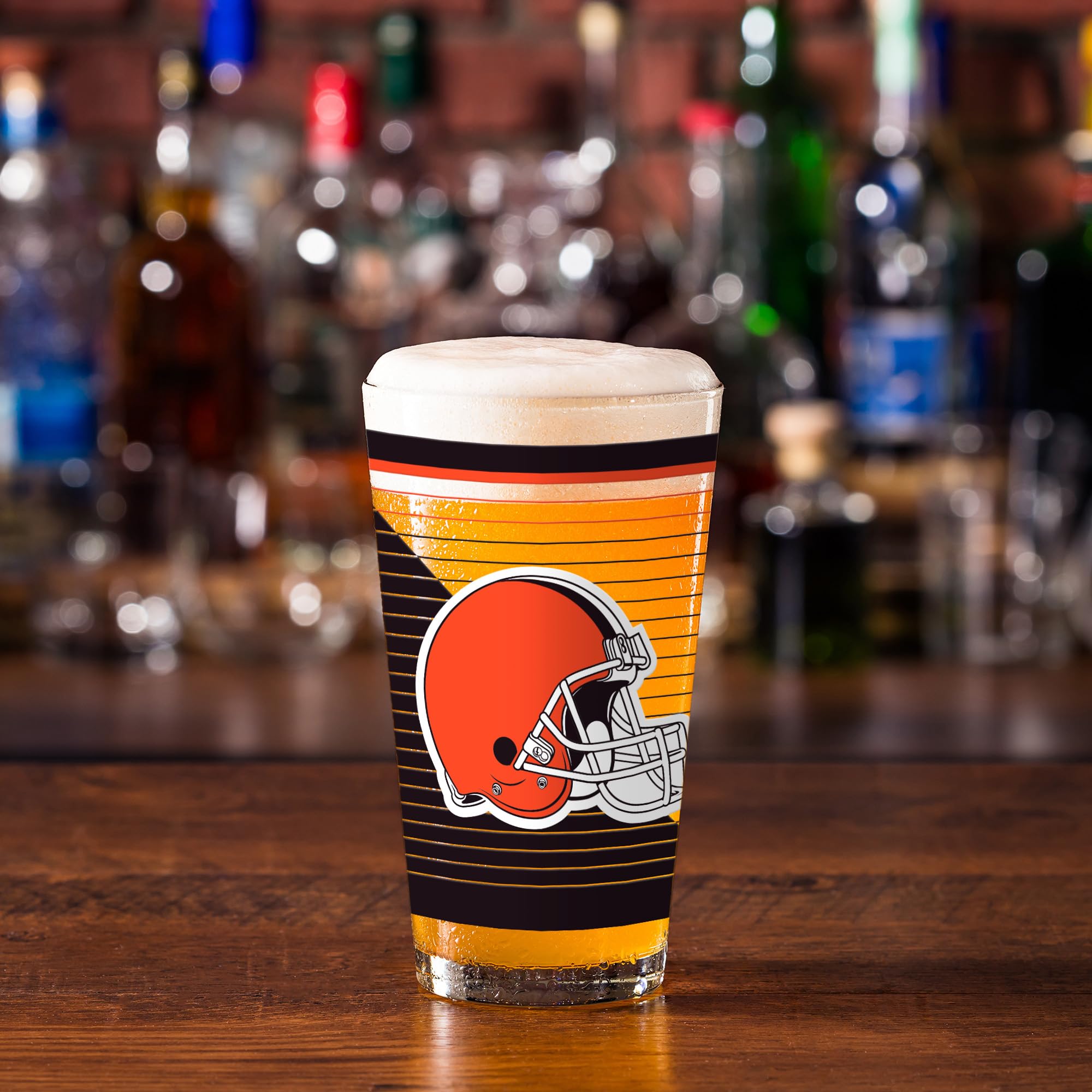 Rico Industries NFL Football Cleveland Browns 473.6 g Pint-Gläser mit digital gedrucktem Logo, Set mit 2 klassischen Trinkgläsern, spülmaschinenfest