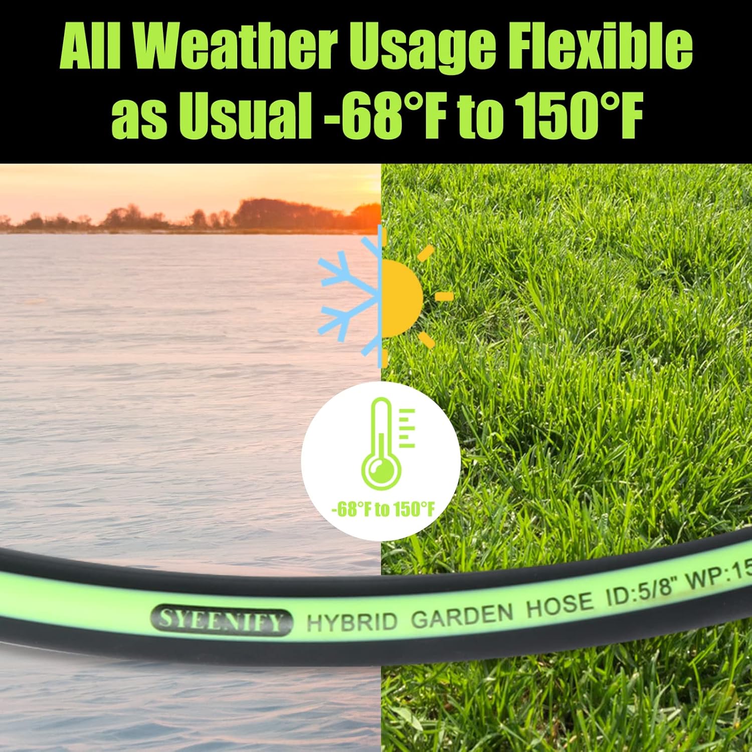 Garden Hose 75ft 5/8", Heavy Duty No Kink Water Hose, No Tangle Flex Rubber Garden Hose for Lawns,Floor,Yard Washing,Pet Cleaning