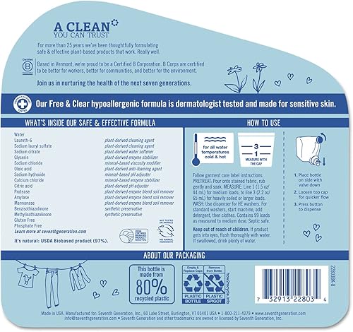 Miniatura 43 de Séptima generación, 2 detergentes líquidos para lavandería Free & Clear