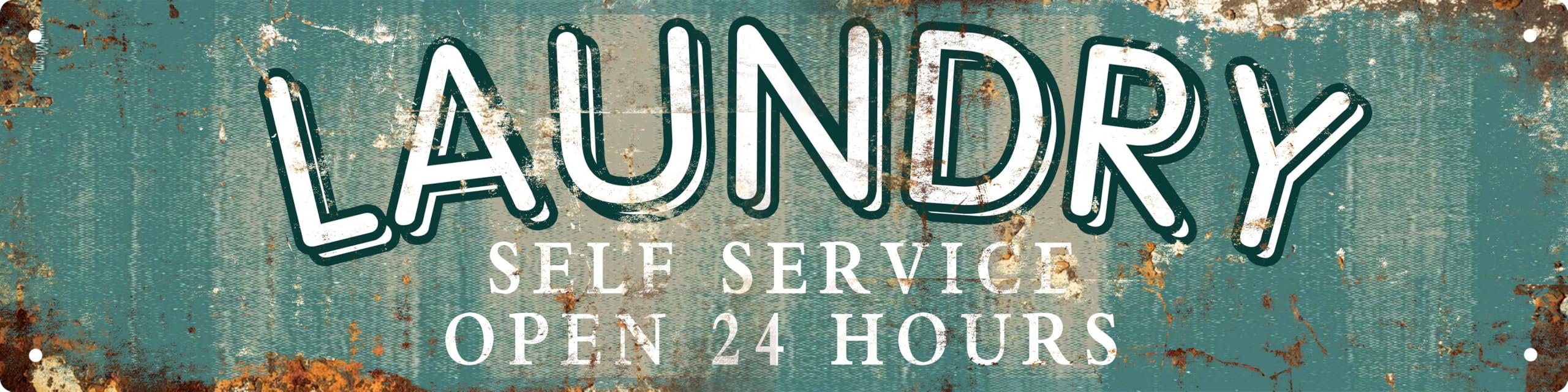 Wall Decor Laundry Self Service Open 24 Hours Signs Metal Tin Sign Novelty Street Sign Home Decor Room Decor Restaurant Decor Bar Decor Cafe Decor Garage Decor Farmhouse Decor 4x16 In