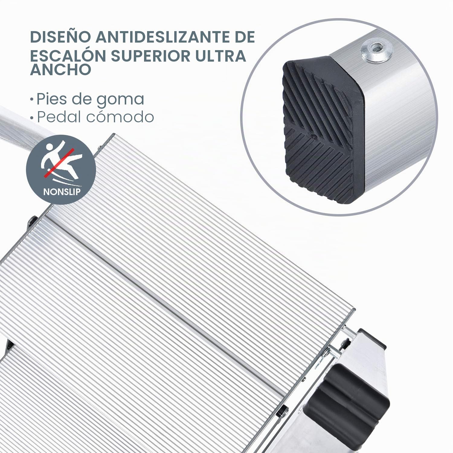 KINGRACK Escalera Plegable, Escalera de casa, Escalera de Aluminio, Escala de 3 escalones, Capacidad de Carga hasta 200 Libras, Aluminio