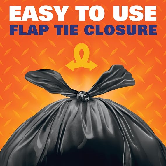 Hefty Easy Flaps Multipurpose Large Trash Bags, 30 Gallon, 40 Count