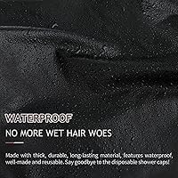 Vista 6 de Gorro de ducha de lujo para mujer, impermeable, reutilizable, doble capa, forro de microfibra con función de cabello seco, extra grande para cabello