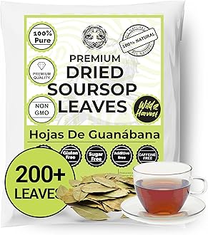 Akshit - Whole Dried Graviola Soursop Leaves, 200+ Leaves, Hoja De Guanabana, 100% All Natural Fresh Tea, Loose Leaf Tea, Non GMO, Caffeine-Free.