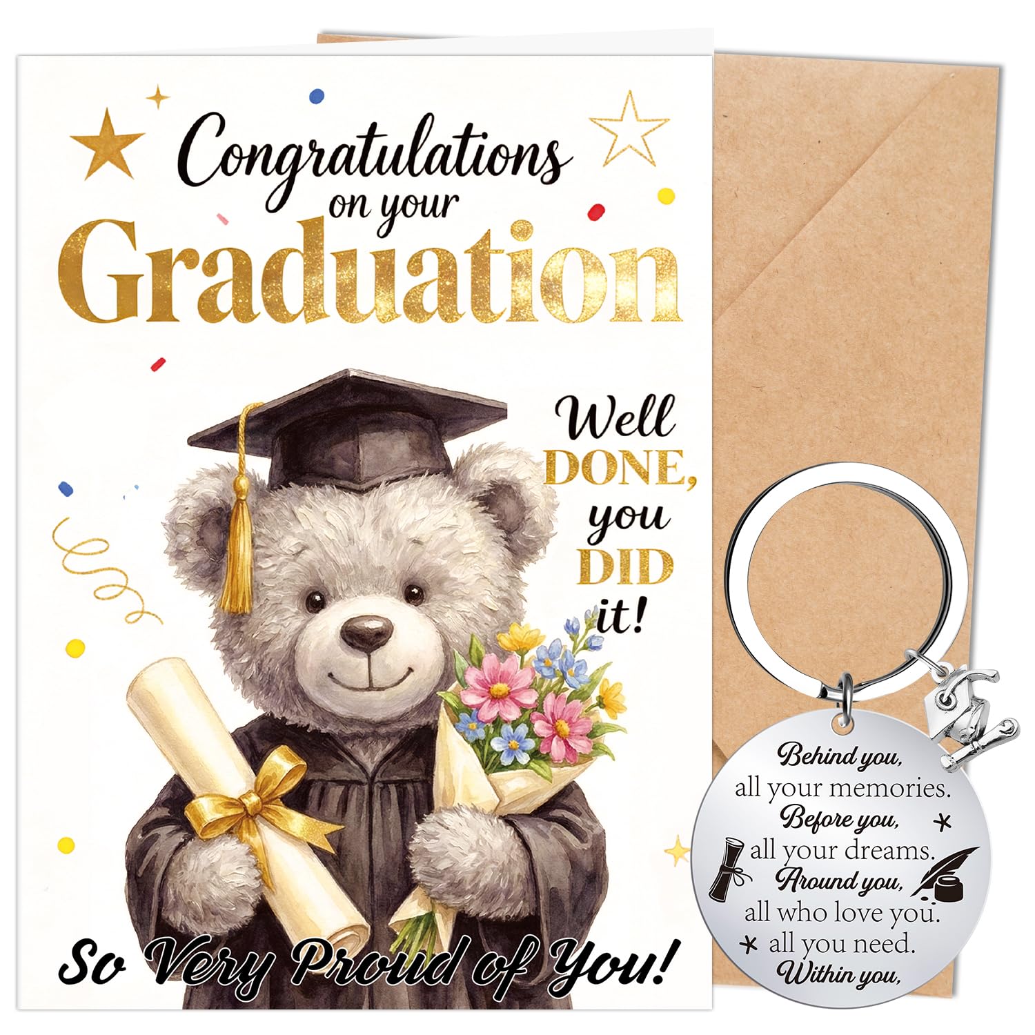 Luvart Bear Graduation Greeting Card - Congratulations on Your Graduation Bear Design, Graduation Gift for Daughter Son Friends Graduates โ image 1