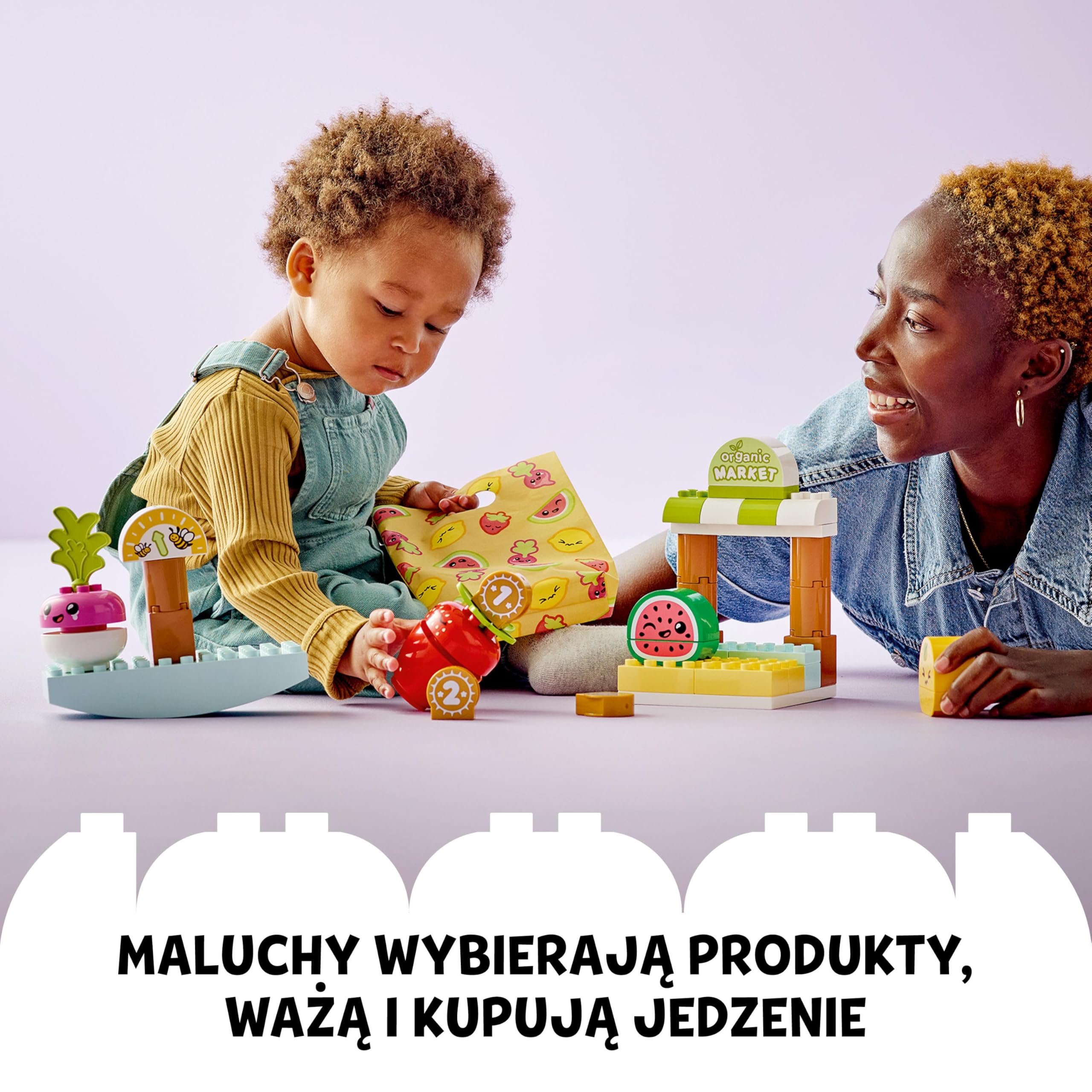 LEGO DUPLO My First Ryneczek bio, Zabawkowe Owoce i Warzywa, Zabawka Edukacyjna dla Dziecka do Nauki Cyferek, Układanie w Stosy dla Dzieci w wieku od 18 miesięcy do 3 lat, Pomysł na Prezent, 10983