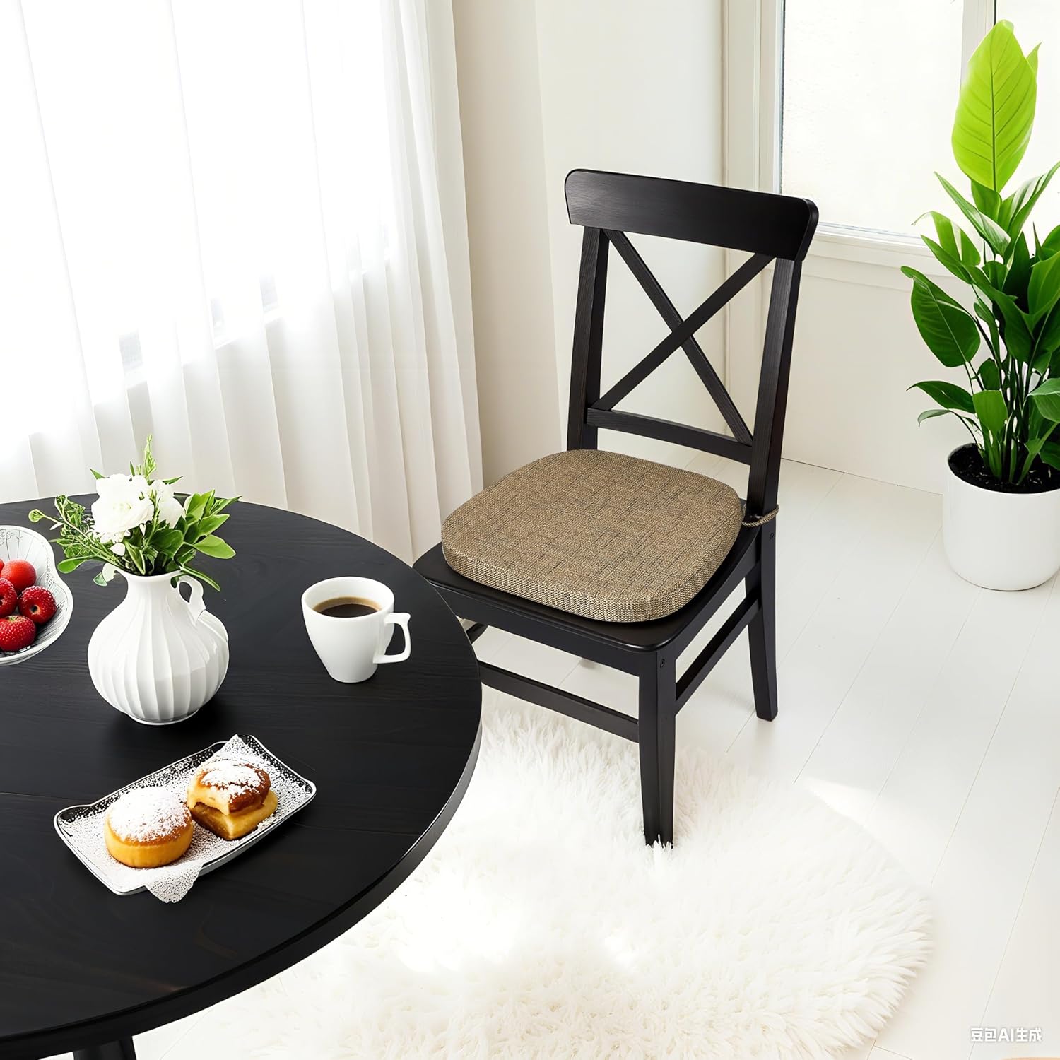 Similar to Tromlycs U Shaped Kitchen Chair Seat Cushion Pad for Dining Room Chairs with Ties 15x16 inches Burlap Linen