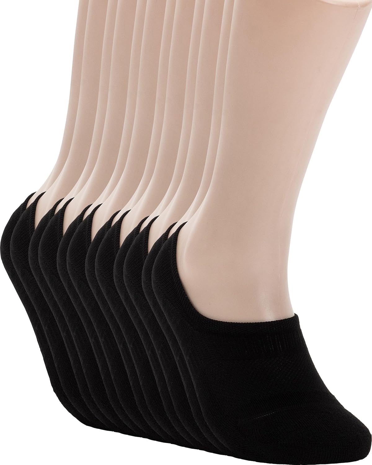 Pro Mountain Seamless Thick No Show Socks For Women Cotton Cushioned Low 6 Pack Large Black 6 Pairs