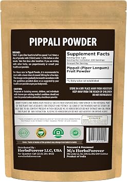 HerbsForever Pippali (Piper longum) Fruit, Powder |Cold Relief, Digestion & Gut Health Spices for Meat Seasoning| Wild Harvested-Non GMO, Vegan- 2X Potency,Ultra Clean,Steam Treated |230 GMS- 12LBS