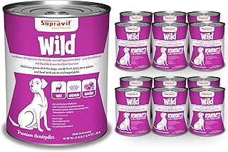 Supravit I Wet Food for Dogs I Dog Food Wet with Game Meat, Valuable Vegetables and Pasta I Set 12 x 410 g Canned Food Dog I Tasty Wet Food with High Meat Content product image