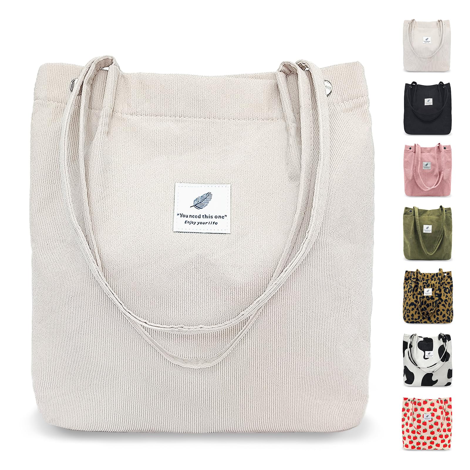 Tote Bag Aesthetic Canvas Handbags with Zipper for Women Travel Shoulder Bags Purses with compartments