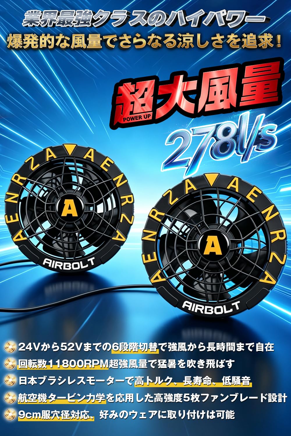 Amazon.co.jp: 【秒で爆風!!52V超高出力&46500mAh大容量】 ファン