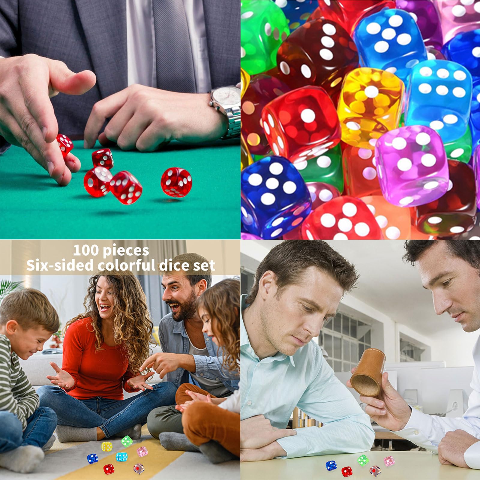 Set De 100 Dados Transparentes De Colores De 12 Mm | Resistentes Y Duraderos Para Fiestas Y Juegos De Casino