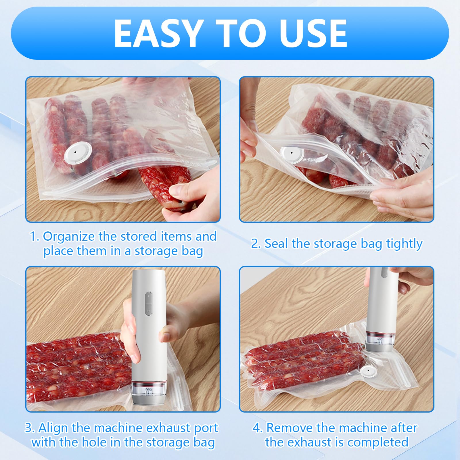 Macchina Per Sottovuoto, Macchina Per Sottovuoto Con 30 Sacchetti Portatile Stick Per Sottovuoto Ricaricabile Cavo Ricarica USB Portatile E Compatta Ermetica Sigillatrice Per Alimenti A Prova Aroma