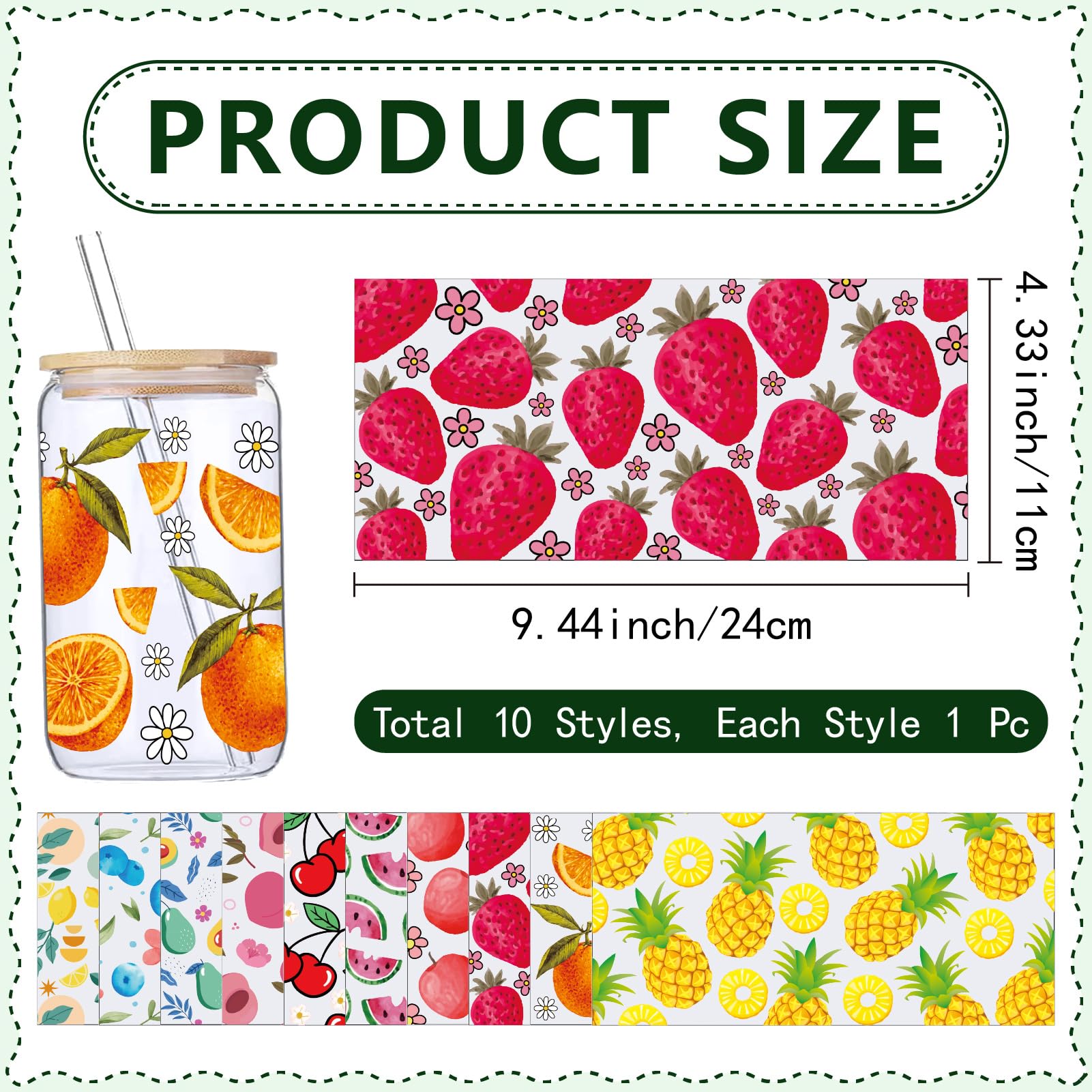 CREATCABIN 10 Sheets Fruit Transfer Stickers for Glass Cups - Image 2