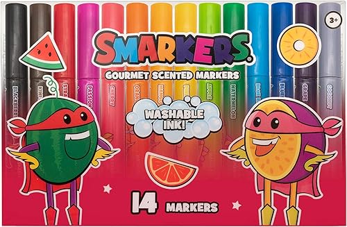 Smarkers - Marcadores perfumados lavables, colores surtidos, punta media, 14 unidades