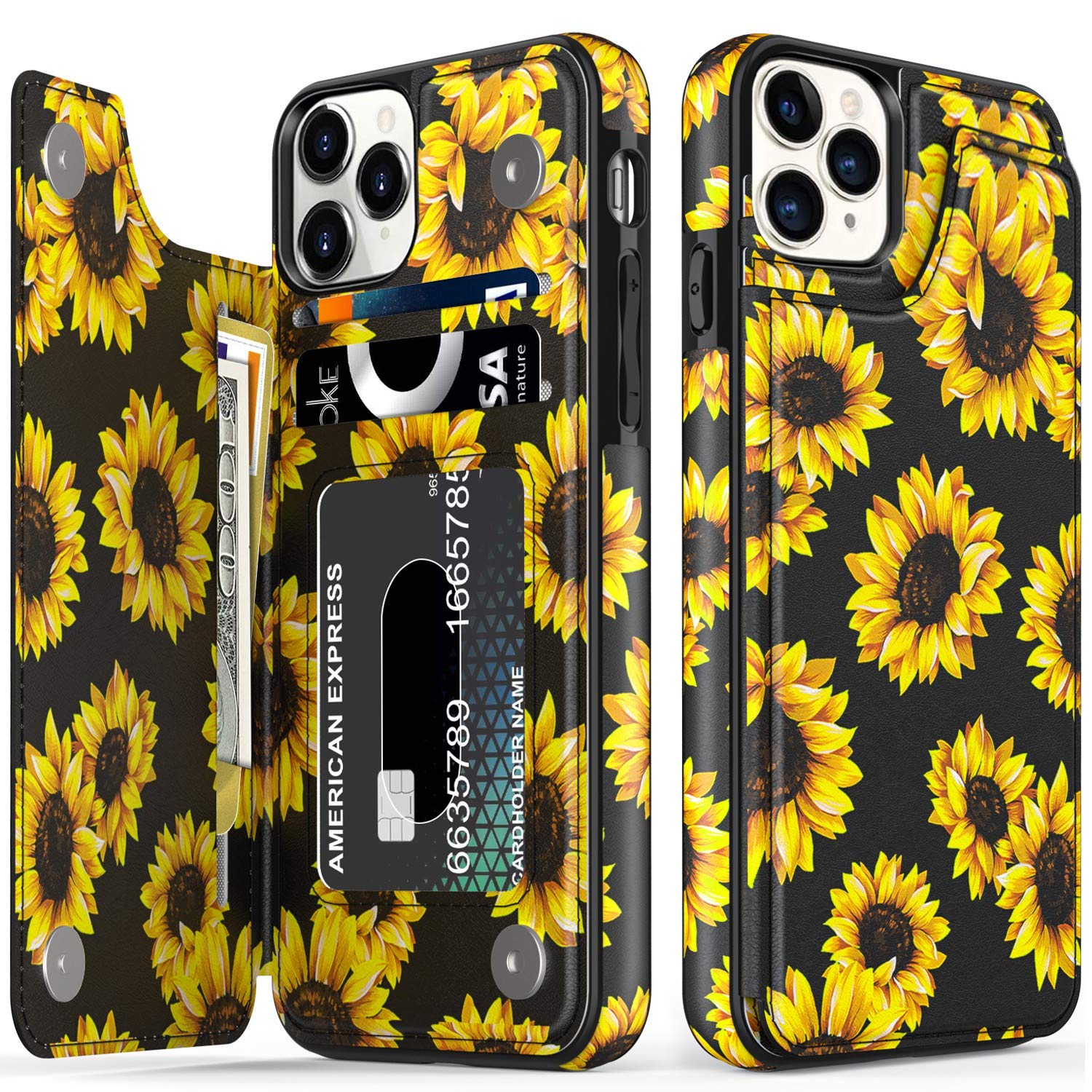 Amazon Com Leto Iphone 12 Pro Max Case Flip Folio Leather Wallet Case Cover With Fashion Flower Designs For Girls Women With Card Slots Kickstand Phone Case For Iphone 12 Pro Max 6 7 Blooming Sunflowers