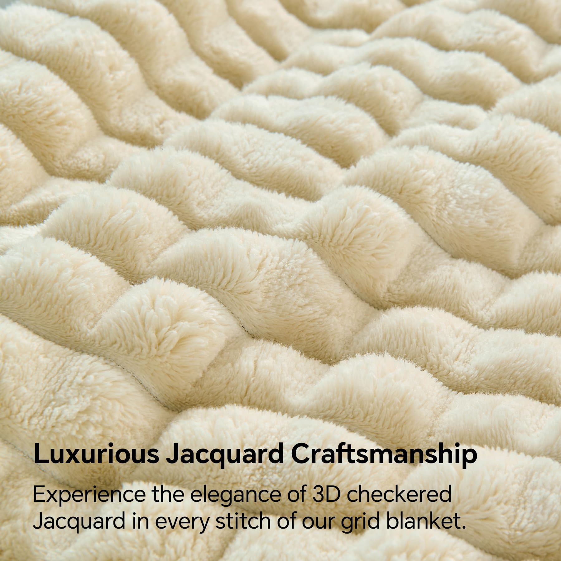 BEDELITE Fluffy Fleece Throw Blanket - Beige Sofa Throw Checkered Design Soft Cosy Warm Small Blankets for Single Bed Gifts for Women - Image 3