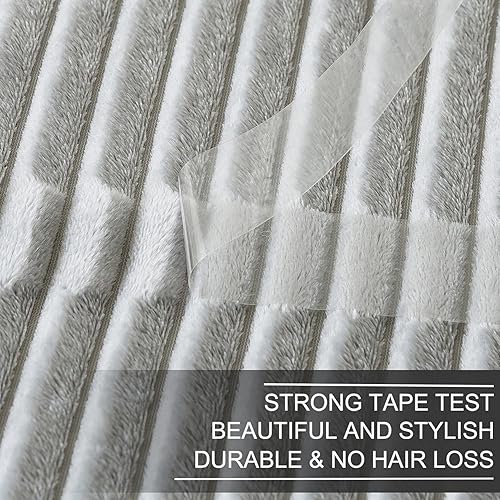 Miniatura 5 de Richave - Manta acogedora tamaño Queen, de forro polar premium ligera antiestática con patrón de rayas, 90 x 90 pulgadas, gris ceniza