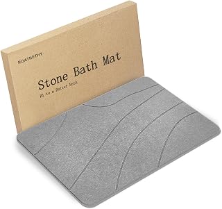 ROATHETHY Non-Slip Stone Bath Mat for Natural Diatomaceous Earth,Anti Slip and Quickly or Fast Drying Diatomite Shower Mats for Bathroom,Bathtub and Kitchen,Washable Diatomite Stone Bathroom Mat
