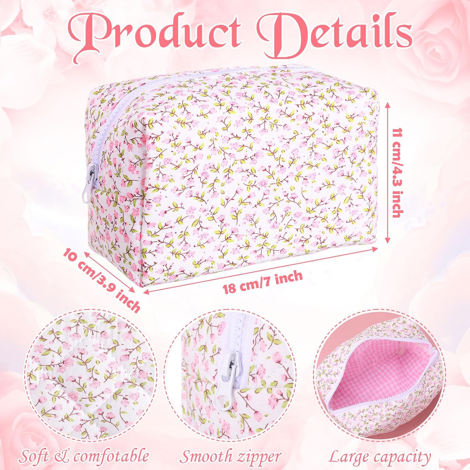 Tallew 30 Pcs Bridesmaid Proposal Gifts Bridal Shower Wedding Gift Set of 6, Cosmetic Makeup Bag, Jewelry Box, Hairband, Scrunchie, Hair Clip Bachelorette Party Return Gift for Women(Pink Flower)