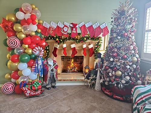 Miniatura 5 de Telón de fondo para chimenea de Navidad, Navidad, con medias de árbol de Navidad, para sala de estar, chimenea, fondo de fotografía, Nochebuena,