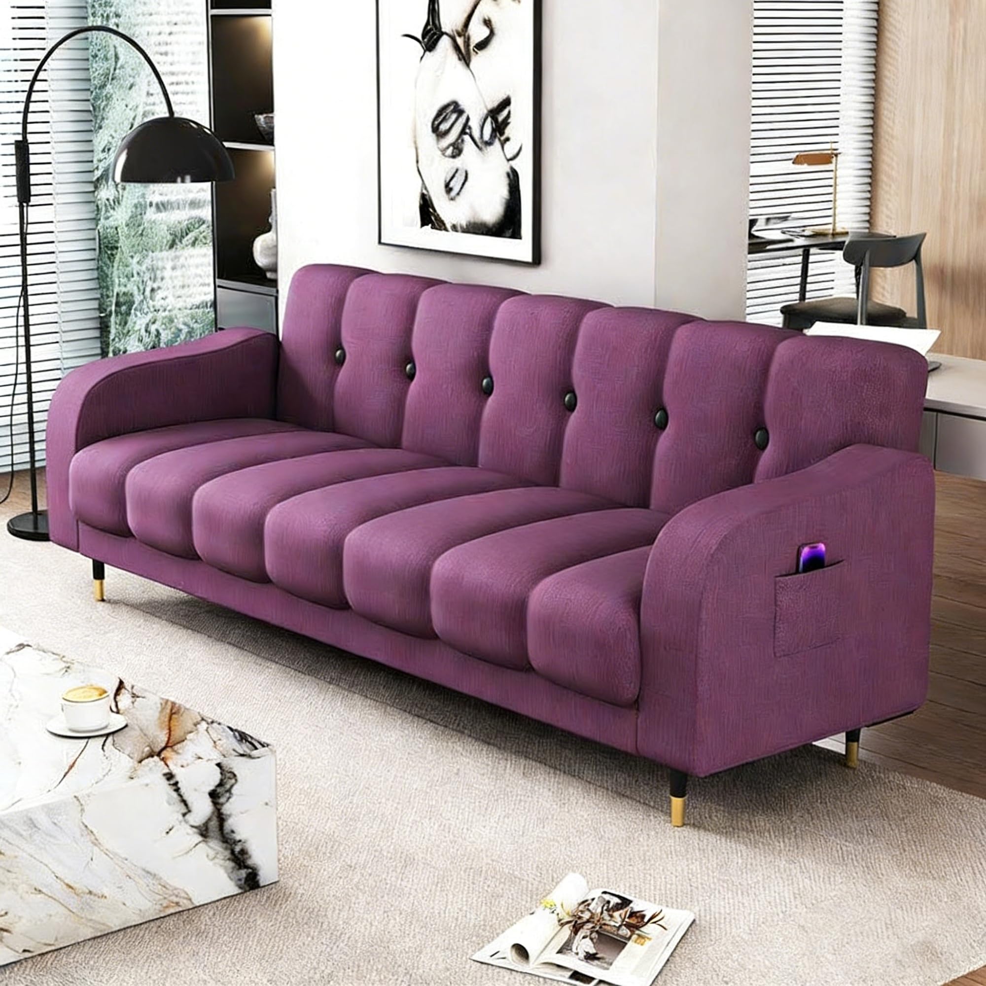 Scratch-Resistant Faux Leather Convertible Sofa Bed 2-4Seater Foldable Dual-Use Sofa Couch for Small Spaces Living Room Apartment Bedroom