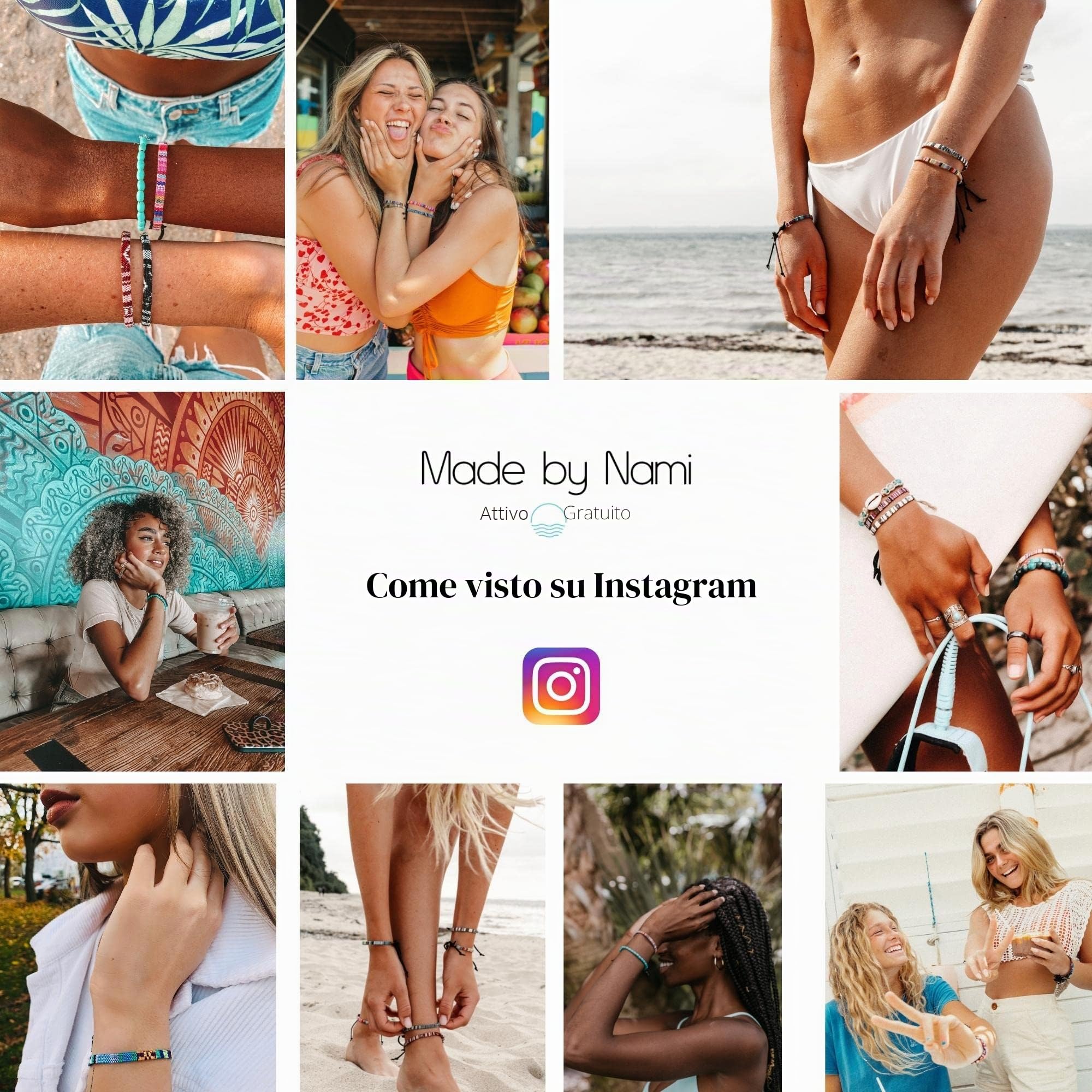 Made by Nami Cavigliera Surfer Donna - Cavigliera Sottile Boho Hippie Etnico - Accessori Fatti a Mano per Festa in Spiaggia - Impermeabile e Regolabile - Stile Orientale Goa